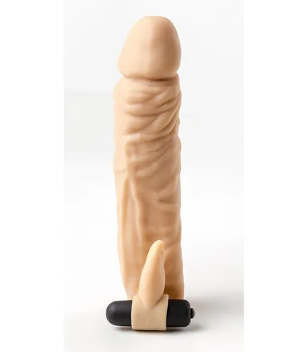 REALISTIC PENIS SHEATH S4 FLESH 20 CM W/ VIBRATION