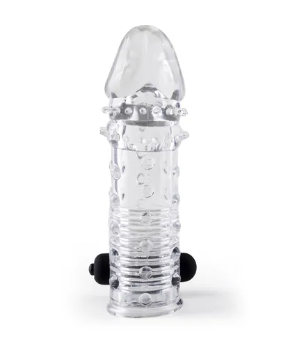 REALISTIC PENIS SHEATH S11 TRANSPARENT 15'5 CM W/ VIBRATION