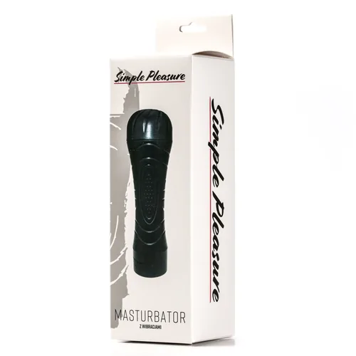 Simple Pleasure masturbator z wibracją wagina  cyberskóra baterie czarny