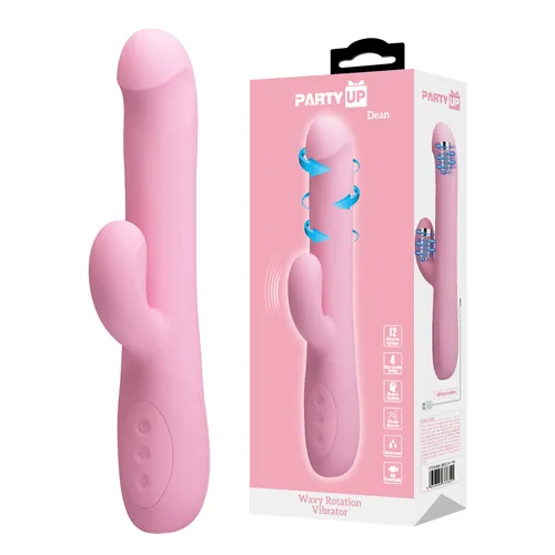 Party Up wibrator silikonowy typ króliczek ładowany usb kolor pudrowy różowy Dean
