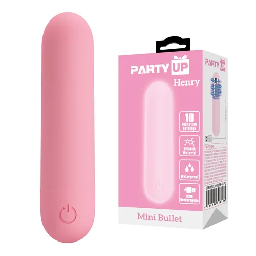 Party Up wibrator mini typ bullet ładowany usb kolor pudrowy różowy Henry