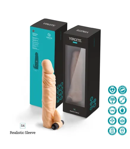 REALISTIC PENIS SHEATH S4 FLESH 20 CM W/ VIBRATION