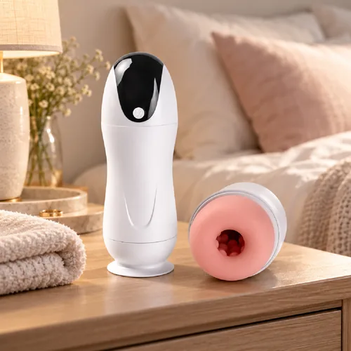 Velvet Touch masturbator z wibracją wagina cyberskóra ładowany usb biały
