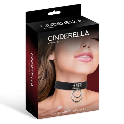 Cinderella Collar with Double Ring Black